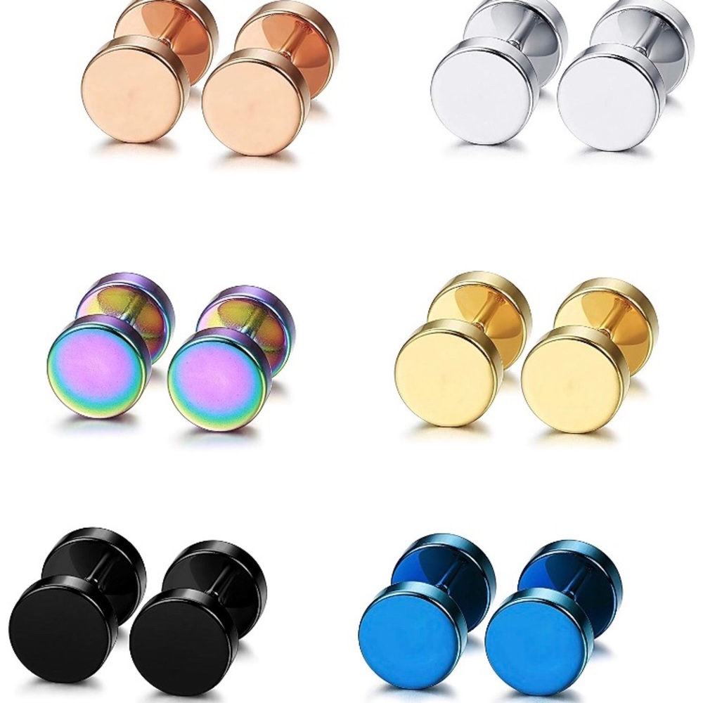 NWT STAINLESS STEEL ILLUSION EAR PLUG EARRINGS